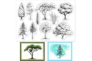 GLOBLELAND Trees Clear Stamps Plant Landscape Sketch Silicone Clear Stamp Seals for Cards Making DIY Scrapbooking Cards Making Photo Journal Album Decoration