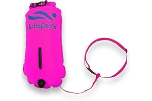 Hotspear Boya De Natación para Aguas Abiertas con Bolsa Estanca, Tamaño Grande 28L, Rapido de inflar y desinflar Swimming Dry Bag Buoy