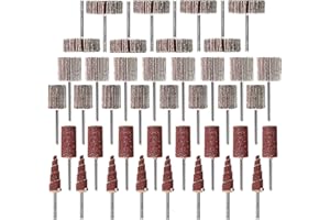 FPPO 40 PCS Abrasive Flap Wheel Sander,80 Grit 3mm Shank Diameter Cone Shape Abrasive Sandpaper Flap Sanding Wheel Grinding Head for Rotary Tool