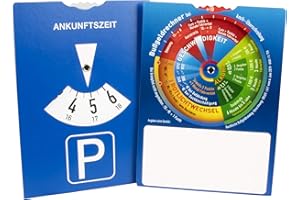 ‎AUTDER Parkscheibe mit Bußgeldrechner auf der Rückseite - werbefrei