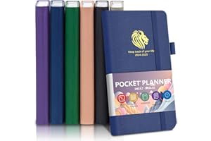 BLESWIN Planer kieszonkowy 2024-2025, planer tygodniowy A6, smukły dziennik akademicki na 18 miesięcy, mały dziennik kieszonkowy na 2024, niebieski skórzany organizer, terminarz kieszonkowy 2024, dla