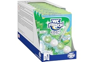 ‎WC-FRISCH WC-Frisch Kraft Aktiv Pro Nature Minze und Eukalyptus (10er Pack), WC-Reiniger für Reinigung bei jeder Spülung, Duftsteine mit 95 % biologisch abbaubaren Duftstoffen für langanhaltend frischen Duft