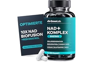 NURI Green Lab NAD+ Komplex 8.457 mg – Extra Starkes Liposomal NMN-Alternative Supplement mit Resveratrol, CoQ10, Alpha-Liponsäure, Astaxanthin – Für Frauen & Männer – Energie, Zellschutz & Anti-Aging
