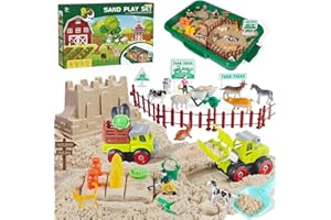 Weilim Arena Cinetica Arena Magica con 1000g Arena Kinetica 2 Coches 8 Animales Granja, Magic Sand Arenero Infantil Juegos Sensoriales Exterior Interior, Juguetes Regalos para Niñas Niños 3 4 5 6 años