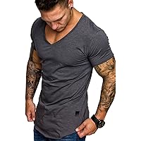 BEHYPE Herren Oversize T-Shirt V-Ausschnitt | Basic Slim Fit Baumwolle