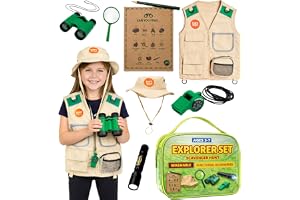 Born Toys Explorer Kit for Kids Children's Toy with Washable Premium Backyard Safari Vest and Adventure kit or Paleontologist Costume Full Kids Explorer Set