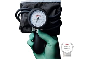 AMPRI Med-Comfort Tensiomètre anéroïde sans anneau d'arceau Système à 2 tuyaux Noir 1 pièce médecin cabinet hôpital dans sac pratique [ISO 81060]