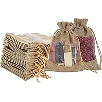 50 Sacchetti Di Iuta Con Coulisse 9x12cm - Per Matrimoni, Compleanni, Bomboniere E Fai Da Te - Foto 2