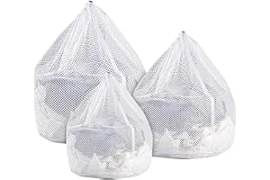 Fousenuk 3 Pezzi Retina per Lavatrice, Sacchetti Lavatrice Biancheria, Proteggi Reggiseno per Salvabucato, Sacchetto Retina Reggiseni Cuscini Lavatrice e Asciugatrice, Rete Riutilizzabile con Coulisse