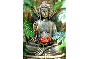 QENSPE 5D Peinture Diamant Adulte, Statue de Bouddha Diamond Painting Complet Bouddha Diamant Kit Enfants, DIY Diamant Strass Point de Croix Cristal Painting pour Murale Décoration 30x40cm Marron