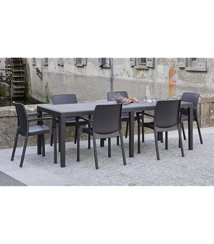 Table D'extérieur Boston Greemotion - Plateau Vitrocéramique 160x74 Cm, Piètement Acier Inoxydable, Réglable