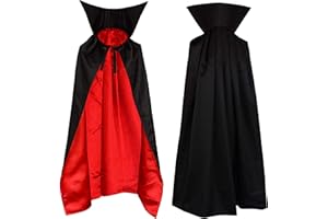 PAPAPANDA Vampiro Cuello Capa Manto Niños Disfraz Negro Rojo 1m