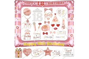 YIIIGOOOD 18 Geubrtstag Fotobox Accessoires 35 Stück Foto Requisiten und 1 Stück Aufblasbarer Fotorahmen Deko 18. Geburtstag Mädchen Geburtstagsdeko Rosegold Fotorequisiten