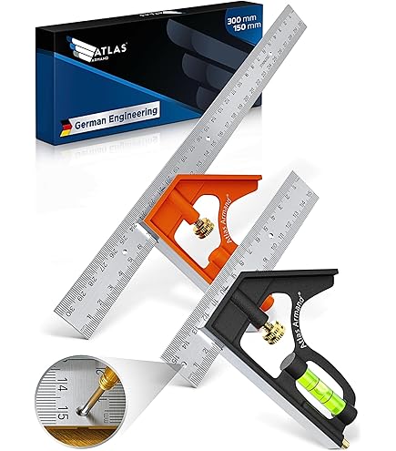 Faithfull Prestige Twin Pack Combination Squares - 150mm & 300mm Aluminium Ruler Set