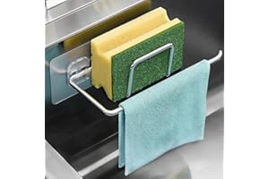 PAVSTINE Soporte Estropajo Fregadero de Cocina, Organizador Colgante de Acero Inoxidable 304, Escurre y Porta Esponja