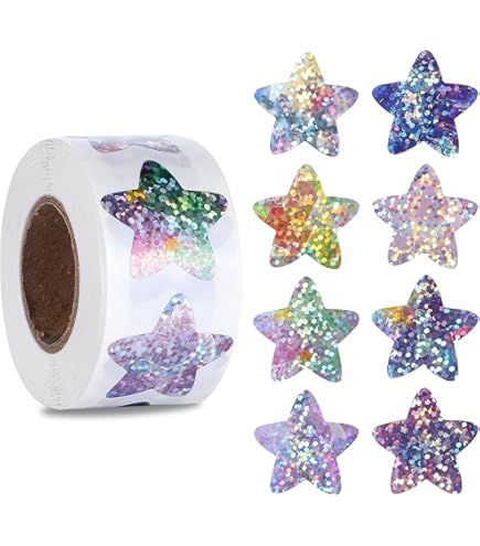 2350 Holographic Star Sticker Packs (0,8 Cm 1,3 Cm 1,7 Cm) 8 Étoiles De