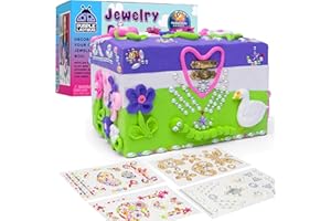 PURPLE LADYBUG Decorate Your Own Jewellery Box - Creative Gift for 6 Year Old Girl - Craft Sets for Girls Ages 6+ - Birthday Presents for Girls - Christmas Gifts for Kids (Clay)
