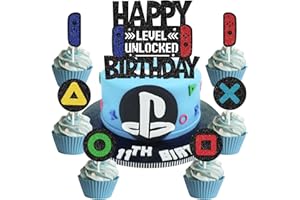 palasasa 19 Stück Tortendeko Geburtstag Videospiel Torten Deko Gaming Dekoration Cupcake Kuchen Geburtstag Kuchen Deko Jungen Kinder Tortenaufleger für Kindergeburtstag Spiel Thema Party Dekoration