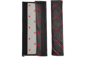 GLOBAL-DAILY Car Seat Belt Pads ， Seat Belt Covers For Adults Kids Women Teens & Men Shoulder Pad Protector For Trucks Suv, Car，Bag Car Interior Accessories, Leather (Black)