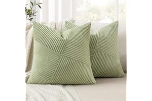 MIULEE Juego de 2 Fundas de Almohada Fundas de Almohada Decorativas de Pana con Cremallera Oculta Aptas para Dormitorio Salón Verde Frijol 40x40CM