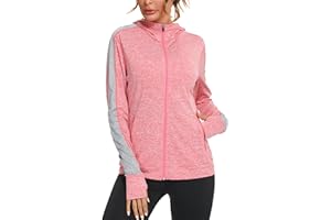 Wayleb Veste Sport Femme Sweat Légère Zippé Capuche Vestes à Manches Longues S-XXL