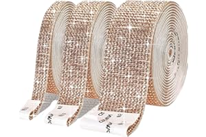 HONGCI 3 Rolls Gold Self-Adhesive Crystal Rhinestone Diamond Ribbon with 2 mm Rhinestones,Bling Home Accessories Rhinestone Stickers for Arts Crafts Home Cake Wedding Birthday Party Event Car Phone Decor