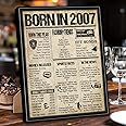 Benjia 2007 Poster Framed UK, Happy 18th Birthday Sign Card Party Decor Supplies Home Decoration Birthday Gift 18 Years Old Wedding Newspaper For Men Women (8x10 inch, Vintage)