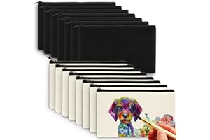 Aibeli Busta Stoffa Piccola Vuota, Astuccio in Cotone con Cerniera, Astuccio Piccolo, Piccola Borsa da Trucco Cosmetica, Può Usare per Graffiti, Stampa e Tintura, ecc. (21 x 13 cm) (15, Misto)