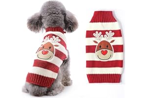 AMSIXNT Pull de Noël pour Chien, Vêtements pour Chiens, Pull en Tricot pour Chien avec Motif de Renne, Costume de Noël pour Chien, Pull pour Chat et Chiot