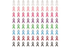 CRAFFANCY - 80 ciondoli a forma di nastro in colori misti, piccoli, nastri della consapevolezza, in plastica smaltata, accessori per artigianato e bigiotteria fai da te