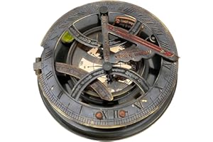 ‎AUBAHO aubaho Kompass Maritim mit Sonnenuhr Dekoration Messing Glas Antik-Stil Replik 13cm (e)