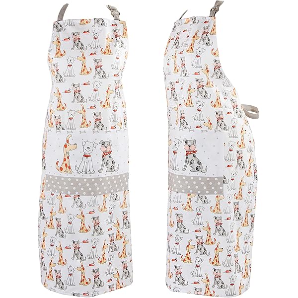 SPOTTED DOG GIFT COMPANY Keukenschort met Teckel Hondenmotief voor Dames en Heren, 100% Katoenen Kookschort, Verstelbaar met Zak, Bak- en Keukenaccessoires, Cadeaus voor Hondenliefhebbers
