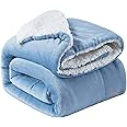 BSB HOME Polyester Micro-Mink Warm Sherpa Super Soft Flannel Solid/Plain Blanket for All Season,Sky Blue,Size 145 X 220 Cms(Approx 4.7 X 7 Ft)(Single,Skin Friendly),tc-200 | TC - 200