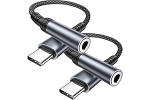 TEPOW Adattatore USB C Jack 3.5 mm, 2Pack Cuffie Adattatore Jack USB C Connettore Chip DAC, Cavo USB Type C Jack Audio Aux per Samsung Galaxy S25 Ultra/S24/S23/S22/S21,iPhone 16 Pro Max/15,iPad Pro,Xiaomi