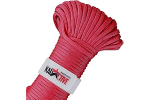 Paracord Rope 550 Multifunction - 30meter - Kadactive 7 Strand Nylon Cord - for Outdoor, Indoor Use - Crafting, Keychains, Camping, Survival Rope - Red
