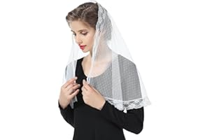 BEAUTELICATE Chapel Veil Catholic Church Mantilla Lace Embroidered Off White Elegant Head Cover V106