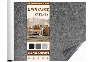 Fondlife Leinen Stoff Patches Selbstklebend,Leinenstoff Reparatur Patch Self-Adhesive,Sofa Reparatur Patches,Leinen Stoff Reparatur Flicken für Leinenkleidung,Autositze (Dunkelgrau, 200 * 40cm)