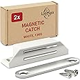 LouMaxx Magnetic Catch Extra Strong - Holding Force 13 kg - Set of 2 in White Magnetic Lock - Door Magnet - Furniture Magnet - Magnetic Cupboard Door - Magnetic Door Closer - Balcony Door Catch