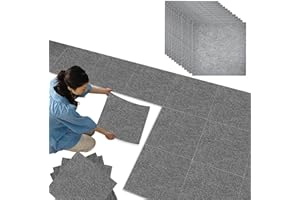 JCRWXP Pack of 12 Self-Adhesive Carpet Tiles, 30 x 30 cm, Non-Slip Carpet, Small, Dark Grey, Washable Carpeting, Wear-Resistant Small Rug, for Home and Office