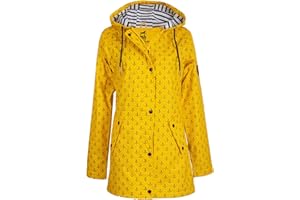 mh michael heinen Damen Regenjacke Borkum, Friesennerz, Anker-Motiv, Regenparka mit Kapuze, Regenmantel wasserdicht, Winddicht