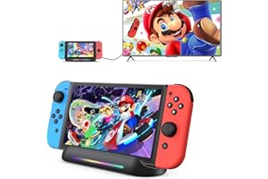 GKEAPZA Switch TV Dock, Docking Station for Nintendo Switch/Switch OLED, 5-in-1 Switch Dock Portable TV Stand withe HDMI USB 3.0 Port Type C Charging Replacement for Official Switch Dock