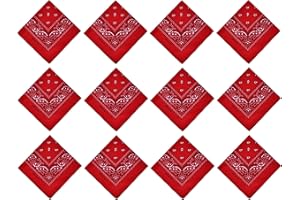 PURECITY Lot Grossiste 12 Bandana Foulard Coton Motif Paisley Cachemire - Plusieurs Coloris Disponibles (1# Rouge)