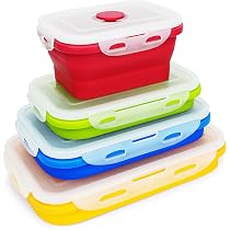 4-teilige Faltbare Lunchbox Aus Silikon – Bento-Box Für Unterwegs, Schule, Büro & Picknick