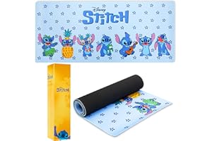 Disney Stitch Desk Mat Large Mouse Mat 80 x 36 cm Baby Yoda Desk Protector Mat PC Laptop Keyboard Stitch Gifts (Blue Stitch)