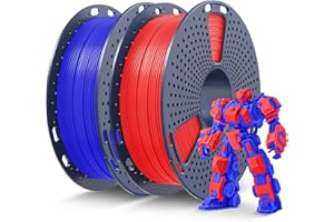 SUNLU Filament PLA Plus 1,75 mm 1 KG, ulepszony filament PLA+ do drukarek 3D, dokładność wymiarowa ±0,02 mm, 2 szpulki po 0,5 KG (czerwony+mała niebieska)