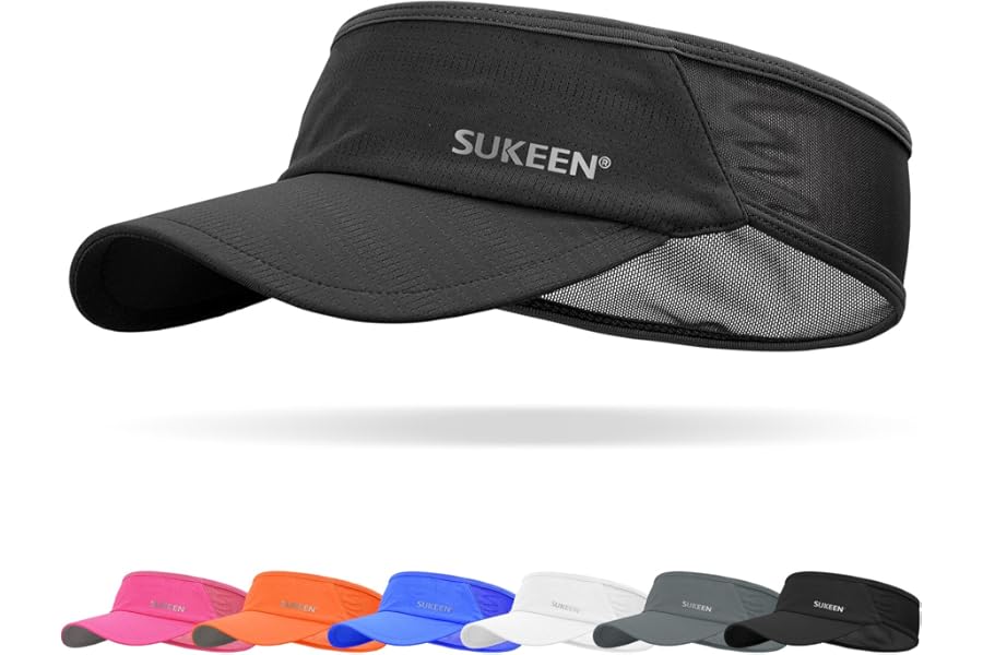 Sukeen Sun Visor Hat, UPF 50+ UV Sun Protective, Running Golf Hat, Cooling Elastic Visor with Breathable Sweatband, Sport Cap for Tennis Cycling