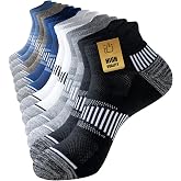 Niorasen Men's Sports Socks, 6 Pairs, Short and Padded | 80% cotton with breathable mesh, terry sole, arch support and heel t