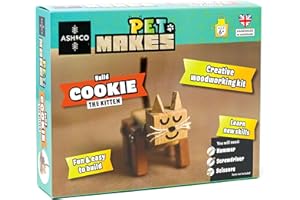 Ash & Co Pet Makes | Build a Wooden Kitten Model | Woodwork Kit for Kids | Fun Craft Kit for Boys and Girls Age 6+ (Cookie The Kitten)