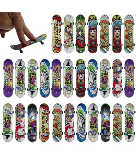 LYQQY Skateboard Finger, 30 stuks professioneel mini-skateboard voor vingers, mini-skateboard voor kinderen, verjaardag, kerstcadeaus, prijzen voor schoolonderwijs (willekeurige kleur