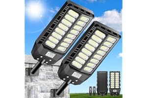 Adewalk 3000W*2 lampadaire solaire avec télécommande, Lampe solaire extérieure étanche ip66 avec capteur de mouvement, 6500k lumière solaire super lumineux spot Solaire LED jardin extérieur garage rue